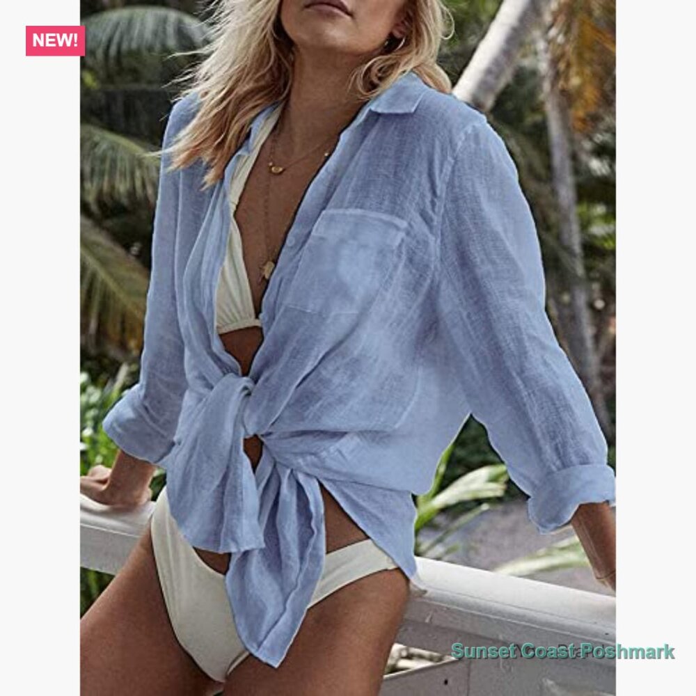 Lightweight Viscose Button Down Shirt Swimsuit Co… - image 4